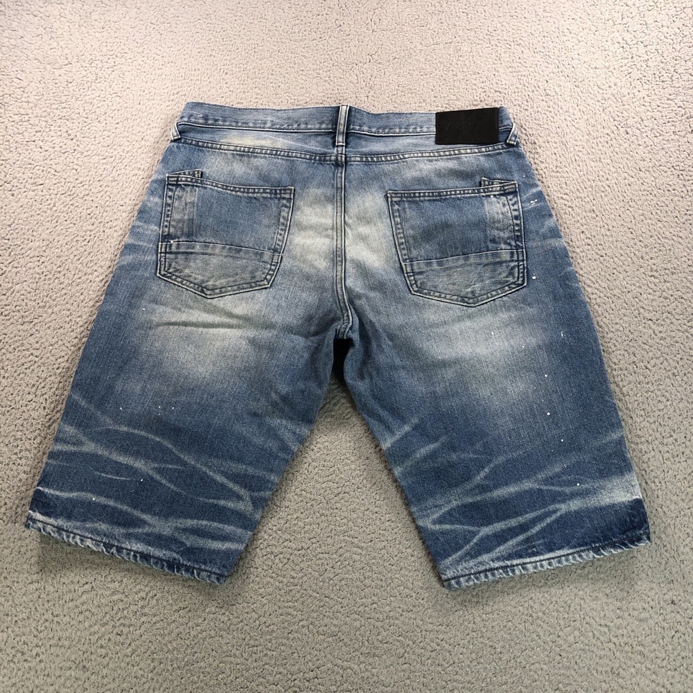 Prps Shorts Mens 36 Blue Denim Jeans Honeycomb Paint Splatter Distressed Faded